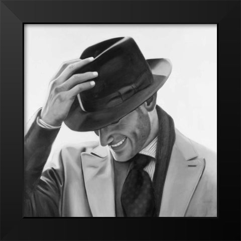 Well-dressed Man Black Modern Wood Framed Art Print by Atelier B Art Studio