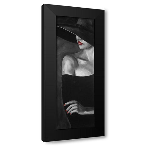Mysterious Woman with a Hat Black Modern Wood Framed Art Print with Double Matting by Atelier B Art Studio