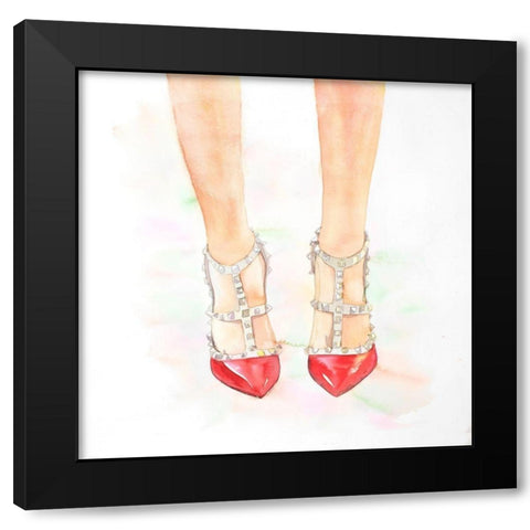 Studded High Heels Shoes Black Modern Wood Framed Art Print with Double Matting by Atelier B Art Studio