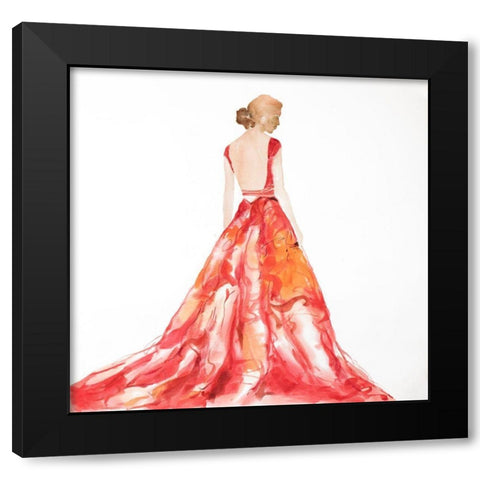 RED PROM DRESS Black Modern Wood Framed Art Print with Double Matting by Atelier B Art Studio