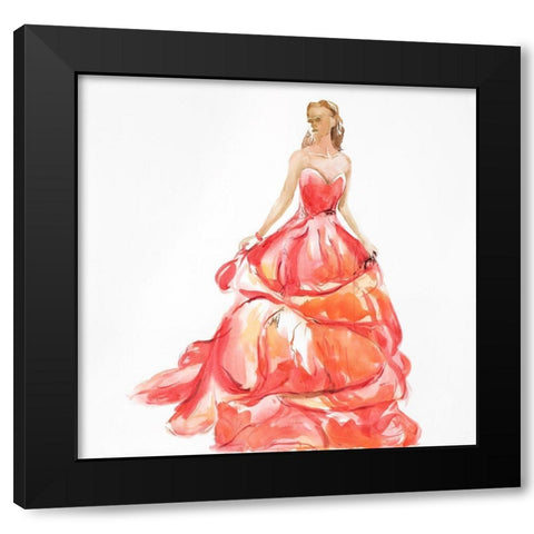 BEAUTIFUL RED PROM DRESS Black Modern Wood Framed Art Print with Double Matting by Atelier B Art Studio