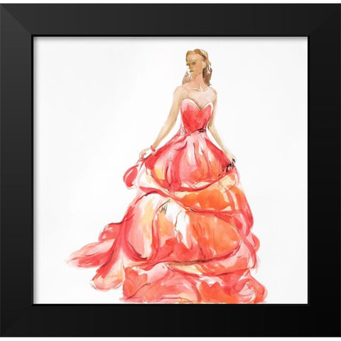 BEAUTIFUL RED PROM DRESS Black Modern Wood Framed Art Print by Atelier B Art Studio