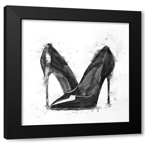 BLACK HIGH HEELS SHOES Black Modern Wood Framed Art Print with Double Matting by Atelier B Art Studio