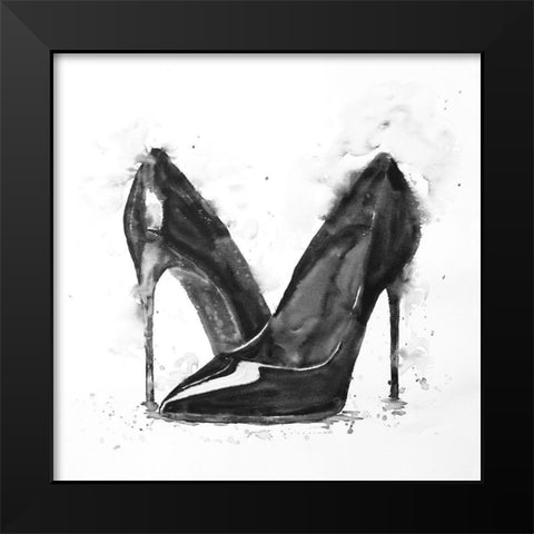 BLACK HIGH HEELS SHOES Black Modern Wood Framed Art Print by Atelier B Art Studio