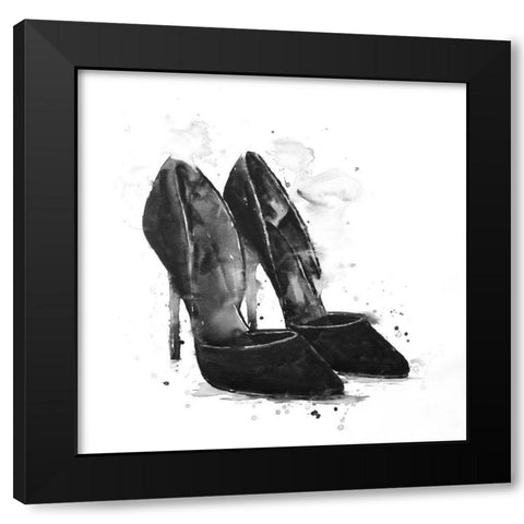 BLACK PUMPS Black Modern Wood Framed Art Print by Atelier B Art Studio