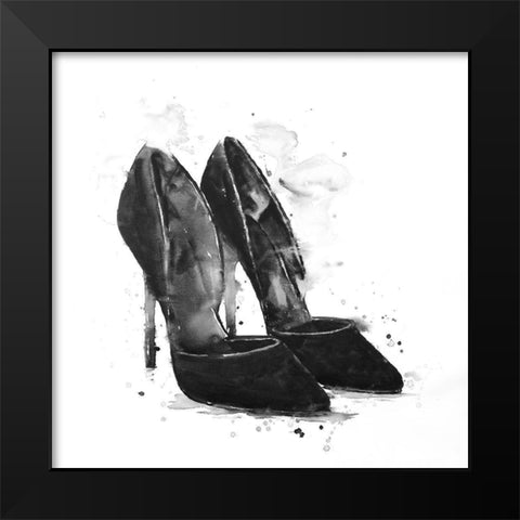 BLACK PUMPS Black Modern Wood Framed Art Print by Atelier B Art Studio