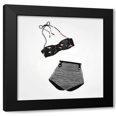 VINTAGE WOMENS SWIMSUIT Black Modern Wood Framed Art Print by Atelier B Art Studio