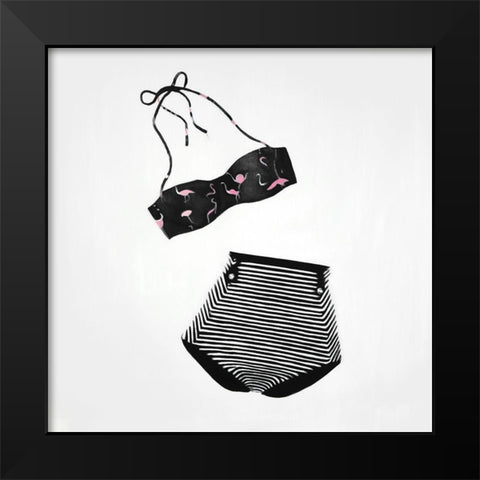VINTAGE WOMENS SWIMSUIT Black Modern Wood Framed Art Print by Atelier B Art Studio