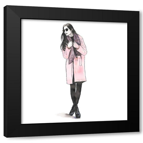 WOMAN SPRING LOOK Black Modern Wood Framed Art Print with Double Matting by Atelier B Art Studio