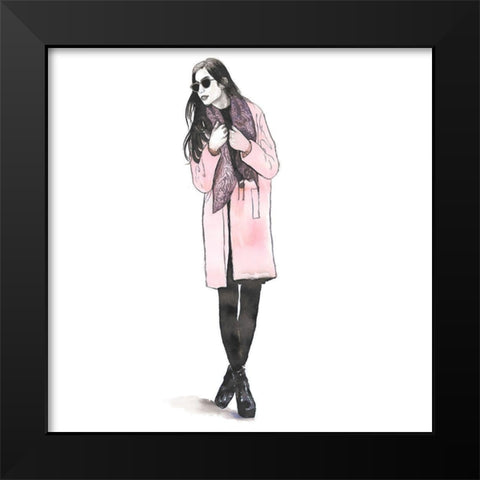 WOMAN SPRING LOOK Black Modern Wood Framed Art Print by Atelier B Art Studio
