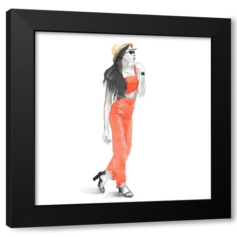 STRIKE THE POSE Black Modern Wood Framed Art Print with Double Matting by Atelier B Art Studio