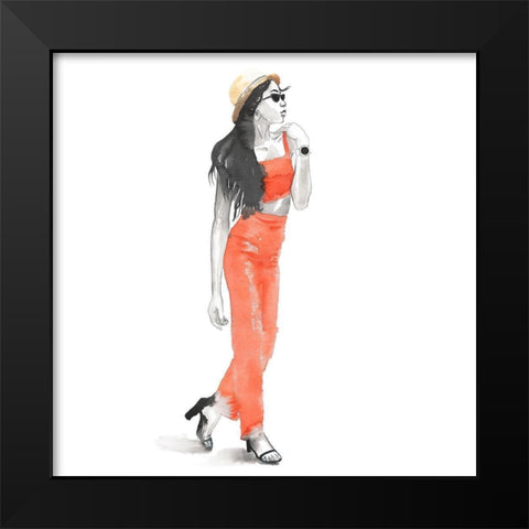 STRIKE THE POSE Black Modern Wood Framed Art Print by Atelier B Art Studio
