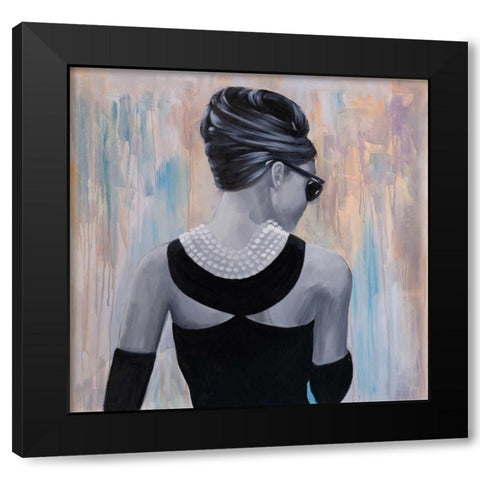 Audrey Hepburn Abstract Style Back View Black Modern Wood Framed Art Print with Double Matting by Atelier B Art Studio