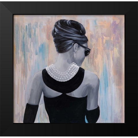 Audrey Hepburn Abstract Style Back View Black Modern Wood Framed Art Print by Atelier B Art Studio