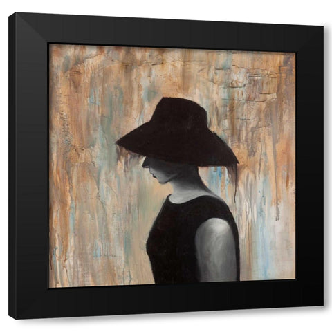 Audrey Hepburn with a Big Hat Black Modern Wood Framed Art Print with Double Matting by Atelier B Art Studio