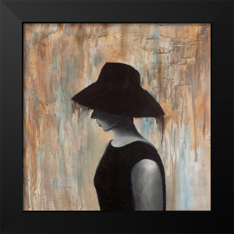 Audrey Hepburn with a Big Hat Black Modern Wood Framed Art Print by Atelier B Art Studio