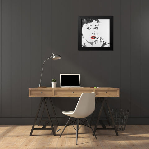 Audrey Hepburn Outline Style Black Modern Wood Framed Art Print by Atelier B Art Studio