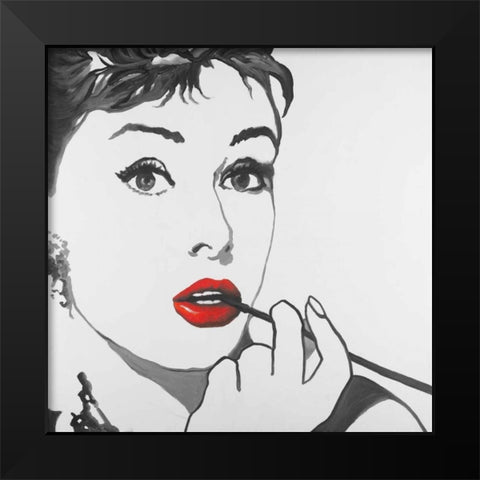 Audrey Hepburn Outline Style Black Modern Wood Framed Art Print by Atelier B Art Studio