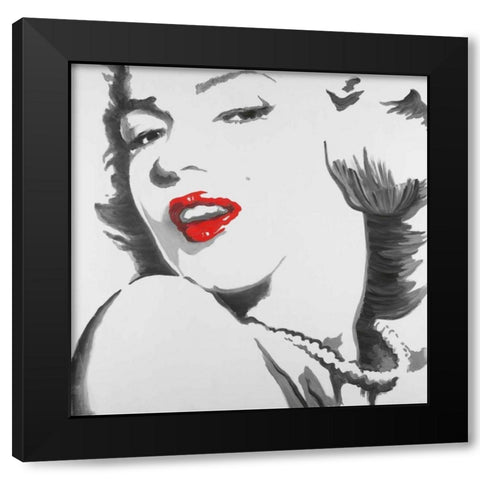 Marilyn Monroe Outline Style Black Modern Wood Framed Art Print with Double Matting by Atelier B Art Studio
