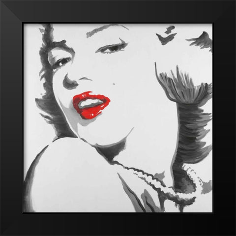 Marilyn Monroe Outline Style Black Modern Wood Framed Art Print by Atelier B Art Studio