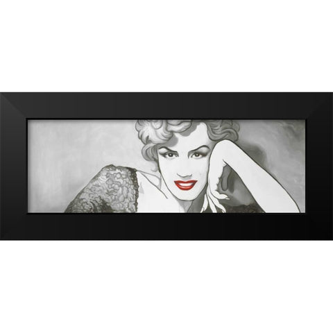 Vintage Style Marilyn Monroe Black Modern Wood Framed Art Print by Atelier B Art Studio