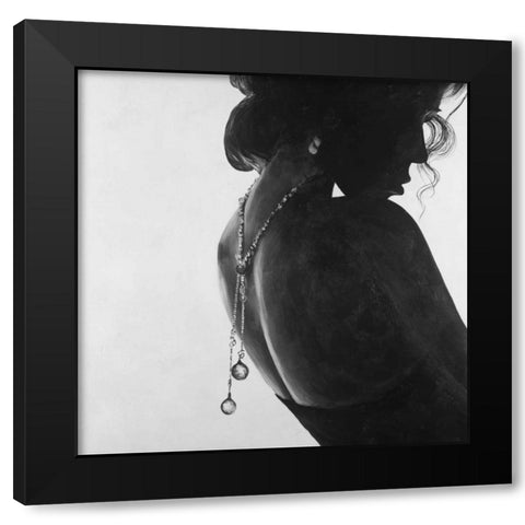 Classic Woman with Jewelry Black Modern Wood Framed Art Print with Double Matting by Atelier B Art Studio