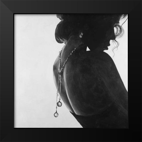 Classic Woman with Jewelry Black Modern Wood Framed Art Print by Atelier B Art Studio