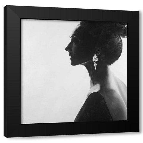 Classic Woman Black Modern Wood Framed Art Print with Double Matting by Atelier B Art Studio