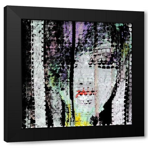 Abstract Colorful Woman Face Black Modern Wood Framed Art Print with Double Matting by Atelier B Art Studio