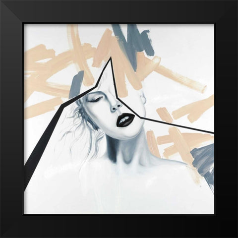 Abstract Beige Woman Portrait Black Modern Wood Framed Art Print by Atelier B Art Studio
