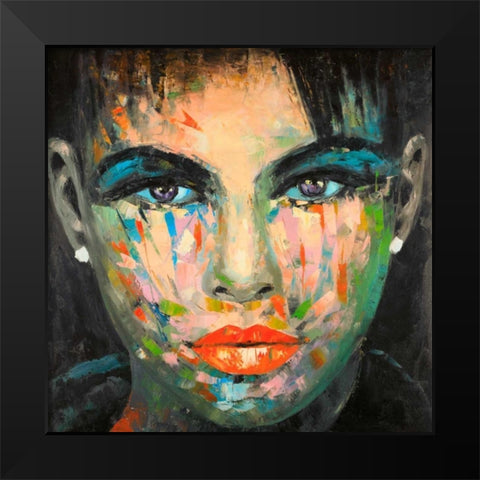 Abstract Portrait Black Modern Wood Framed Art Print by Atelier B Art Studio
