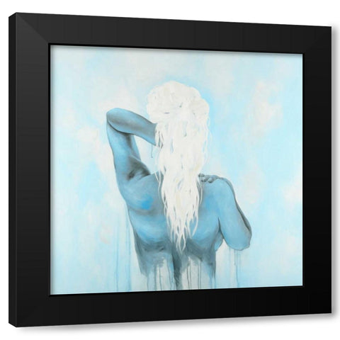 Dreamy Woman Black Modern Wood Framed Art Print by Atelier B Art Studio