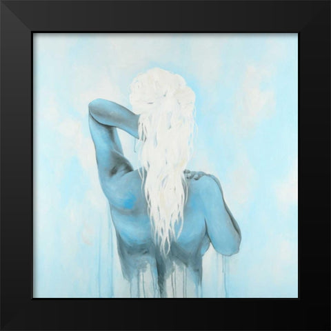 Dreamy Woman Black Modern Wood Framed Art Print by Atelier B Art Studio