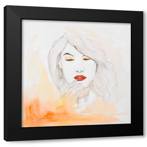 Portrait in Watercolor Black Modern Wood Framed Art Print with Double Matting by Atelier B Art Studio