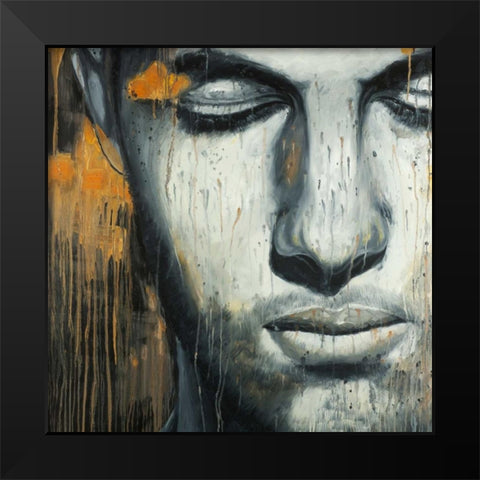 Abstract Man Face Black Modern Wood Framed Art Print by Atelier B Art Studio