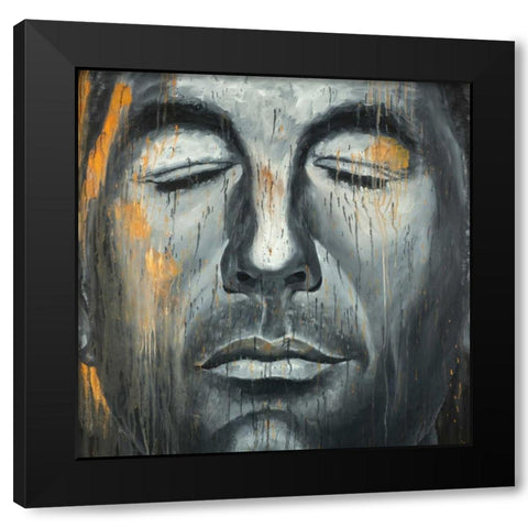 Abstract Man Portrait Black Modern Wood Framed Art Print with Double Matting by Atelier B Art Studio