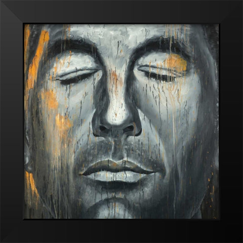 Abstract Man Portrait Black Modern Wood Framed Art Print by Atelier B Art Studio