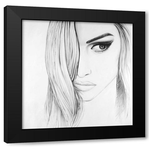 Black and White Portrait Black Modern Wood Framed Art Print by Atelier B Art Studio