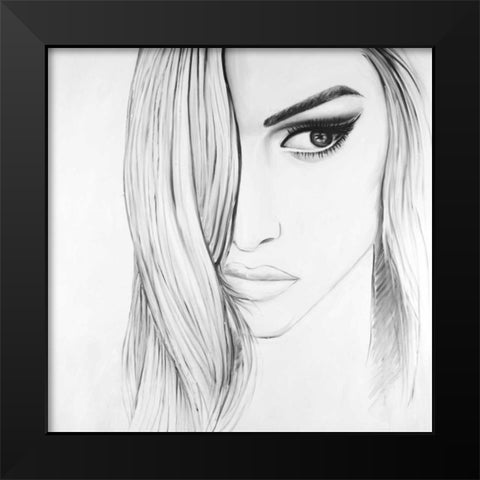 Black and White Portrait Black Modern Wood Framed Art Print by Atelier B Art Studio