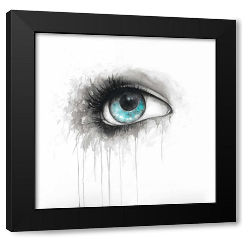 Blue Eye in Watercolor Black Modern Wood Framed Art Print with Double Matting by Atelier B Art Studio