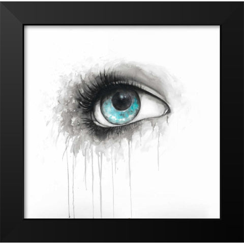 Blue Eye in Watercolor Black Modern Wood Framed Art Print by Atelier B Art Studio