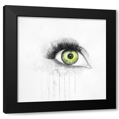 Green Eye in Watercolor Black Modern Wood Framed Art Print with Double Matting by Atelier B Art Studio