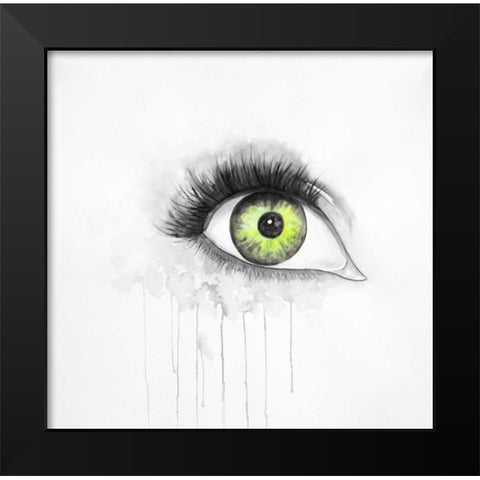 Green Eye in Watercolor Black Modern Wood Framed Art Print by Atelier B Art Studio