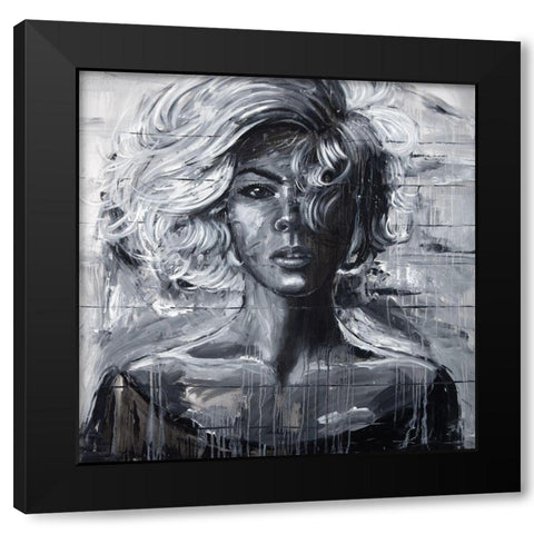 GENTLE WOMAN Black Modern Wood Framed Art Print with Double Matting by Atelier B Art Studio