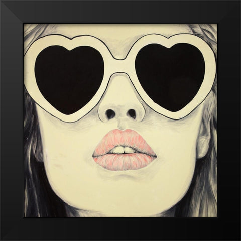 YOUNG LADY WITH GLASSES Black Modern Wood Framed Art Print by Atelier B Art Studio