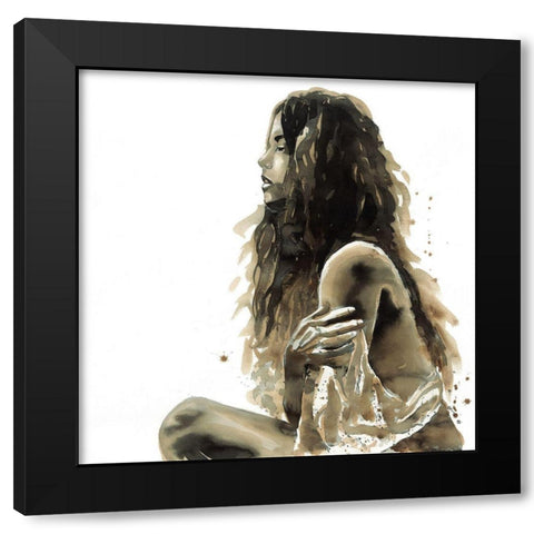 WOMAN IN SEPIA Black Modern Wood Framed Art Print by Atelier B Art Studio