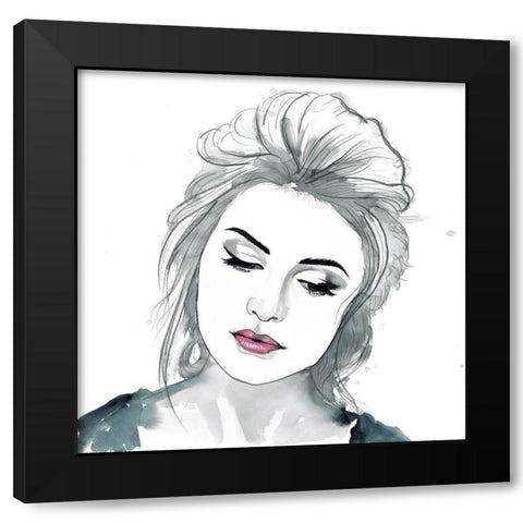 WATERCOLOR DELICATE WOMAN Black Modern Wood Framed Art Print by Atelier B Art Studio