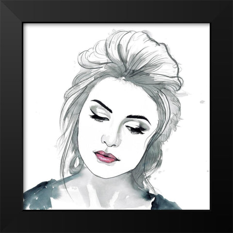 WATERCOLOR DELICATE WOMAN Black Modern Wood Framed Art Print by Atelier B Art Studio