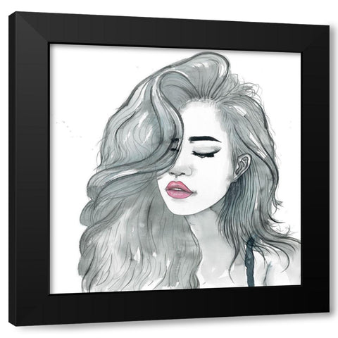 BEAUTIFUL FEMALE HAIR Black Modern Wood Framed Art Print by Atelier B Art Studio