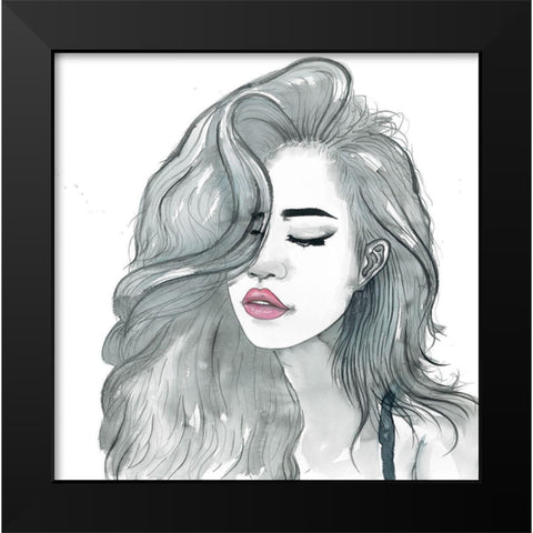 BEAUTIFUL FEMALE HAIR Black Modern Wood Framed Art Print by Atelier B Art Studio
